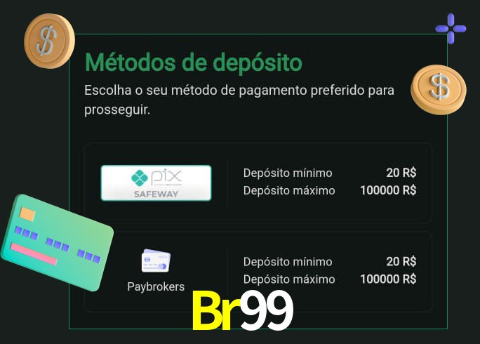 O cassino Br99 oferece uma grande variedade de métodos de pagamento